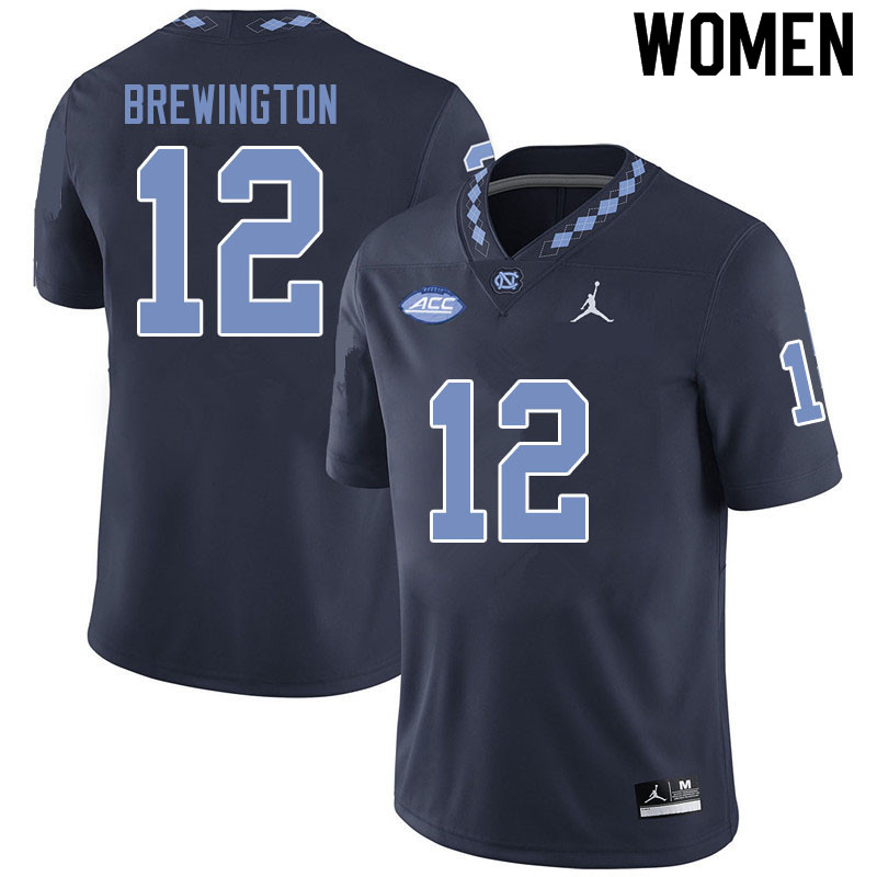 Jordan Brand Women #12 Donovan Brewington North Carolina Tar Heels College Football Jerseys Sale-Bla